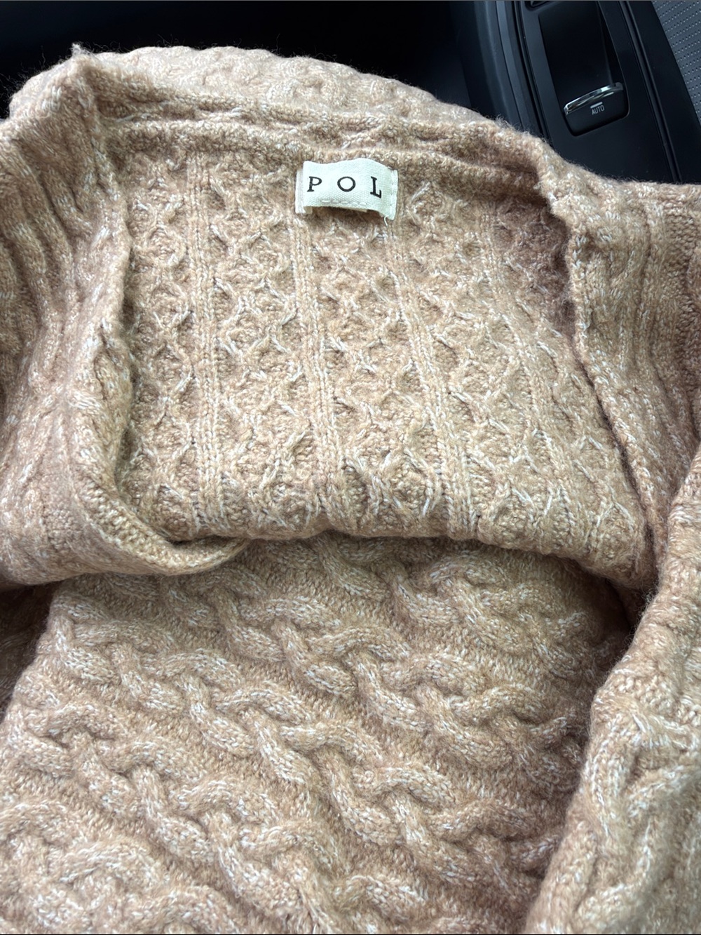 POL Cable-Knit Long Cardigan Sweater